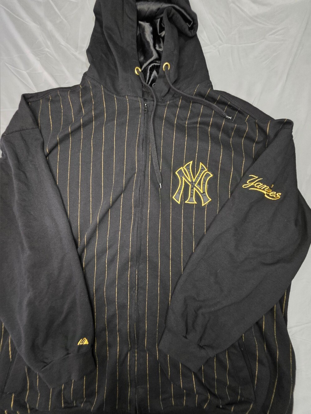 Majestic NY Yankees 5XL Black Gold Pinstripe Full Zip Hoodie MLB